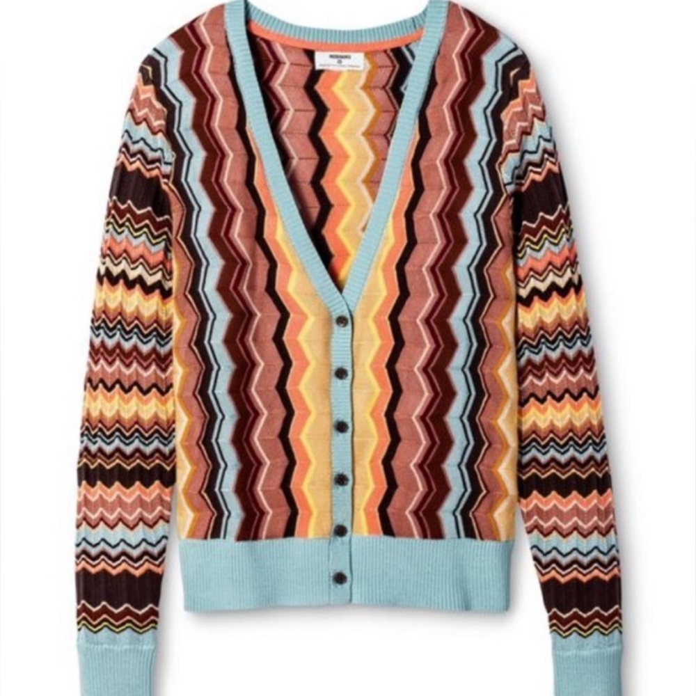 Missoni Blue and Brown Zigzag Cardigan